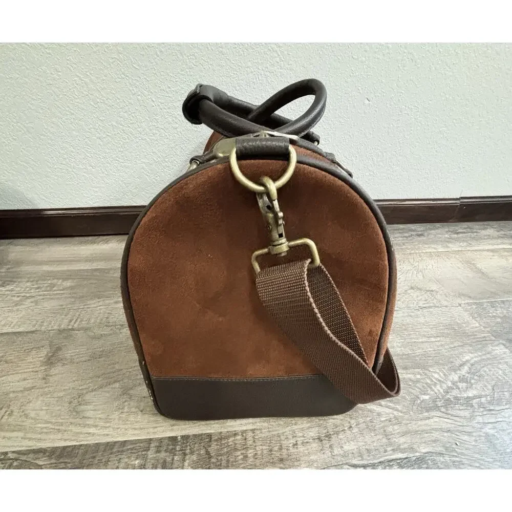 Vintage Marlboro 2003 Guts Grit Gear Brown Suede Leather Duffle Travel Bag RARE